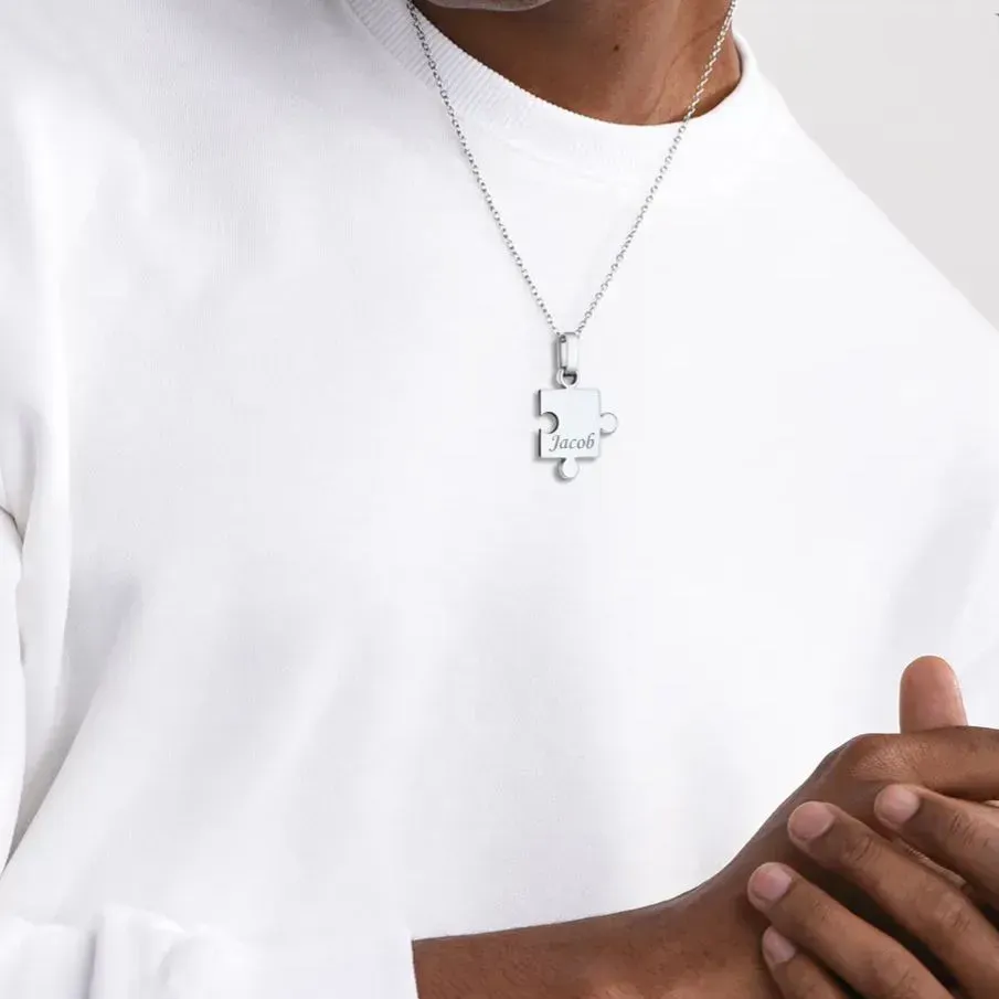 Collier Puzzle 7 Pièces Gravé pour Amis ou Famille