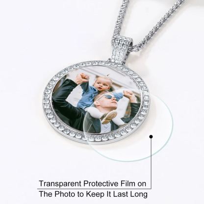 Collier Personnalisé avec Photo et Zircon Cubique pour Hommes et Femmes Protective