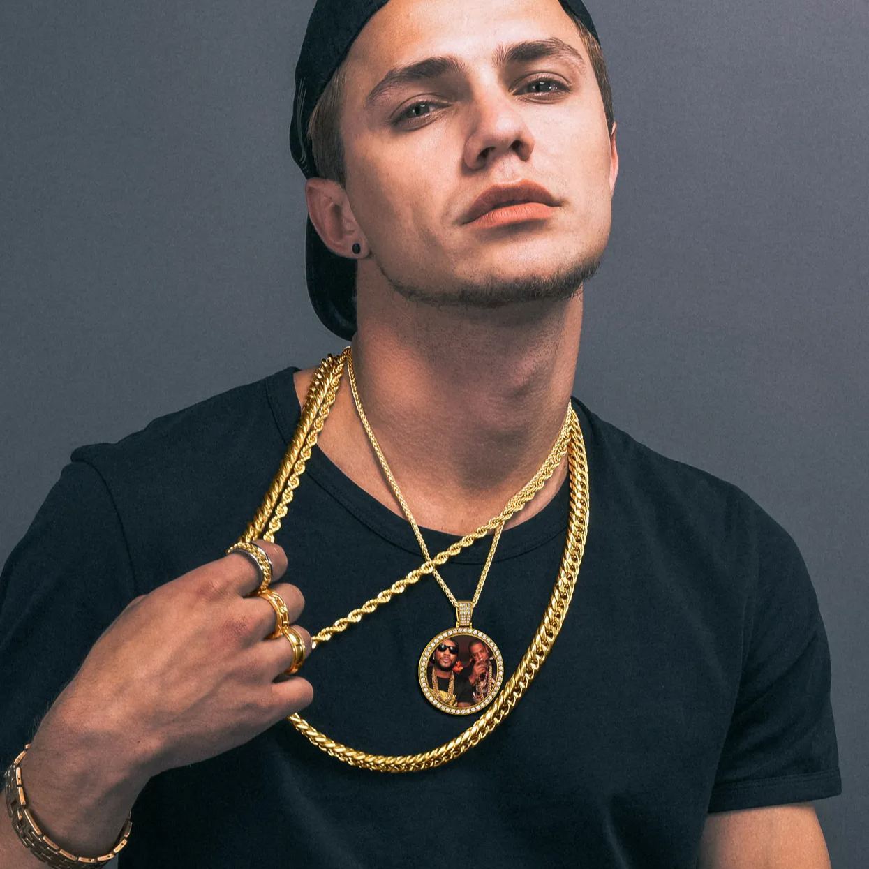 Collier Pendentif Personnalisé avec Photo et Zircon Cubique 