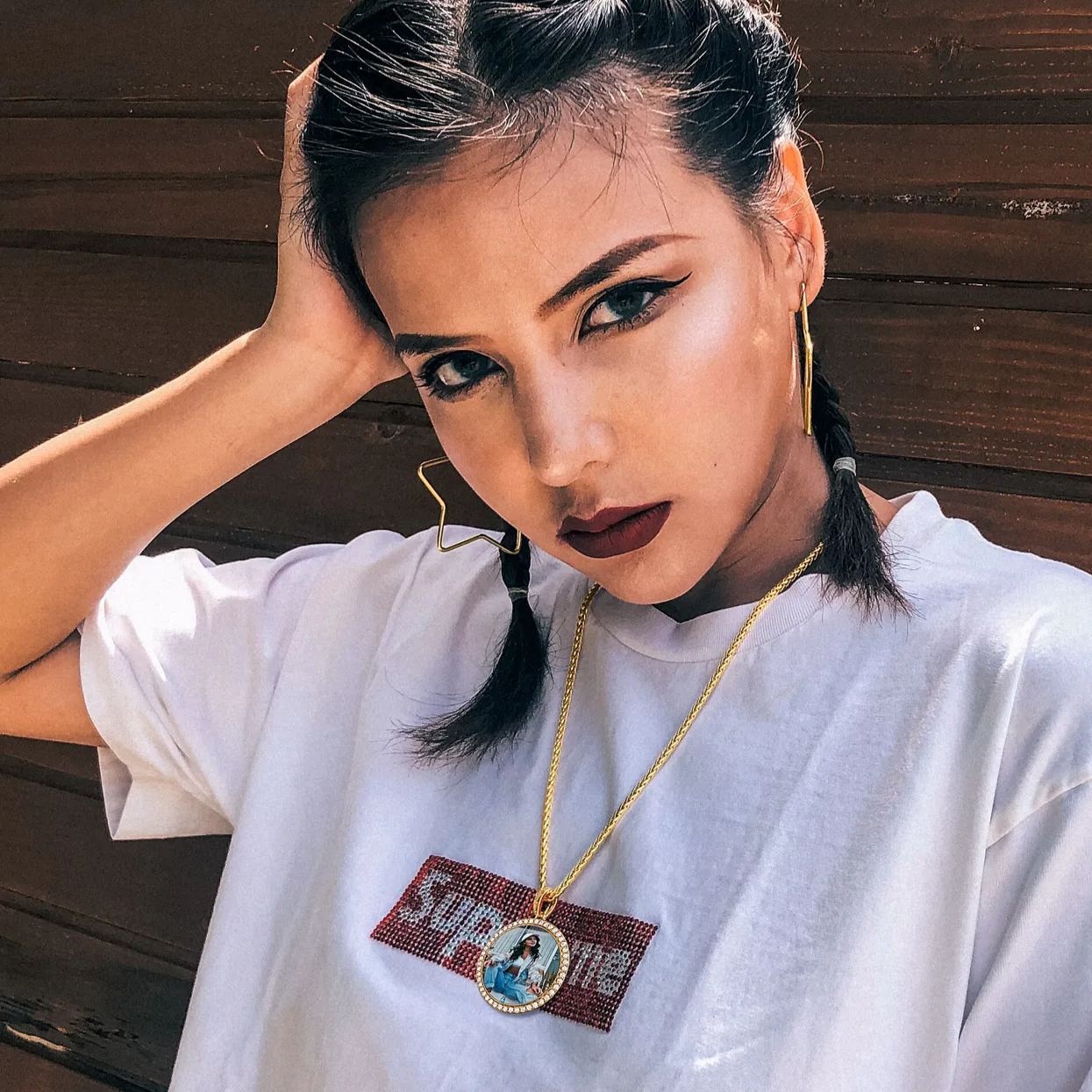 Collier Personnalisé avec Photo et Zircon Cubique pour Hommes et Femmes