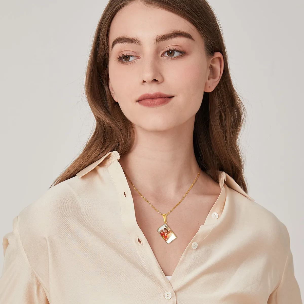 Collier Enveloppe Photo Personnalisé avec Pierre de Naissance 