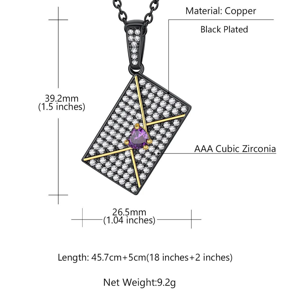 Collier Enveloppe Photo Personnalisé avec Pierre de Naissance pour Femme Taille