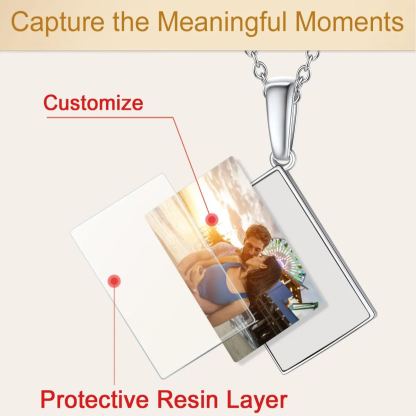 Collier Photo Enveloppe Personnalisé avec Zircon pour Femme Protective