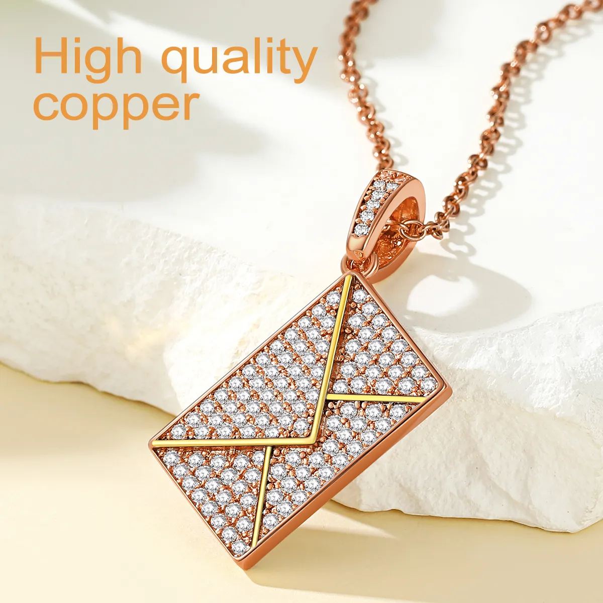Collier Photo Enveloppe Personnalisé avec Zircon pour Femme Matériau