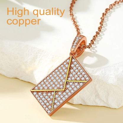Collier Photo Enveloppe Personnalisé avec Zircon pour Femme Matériau