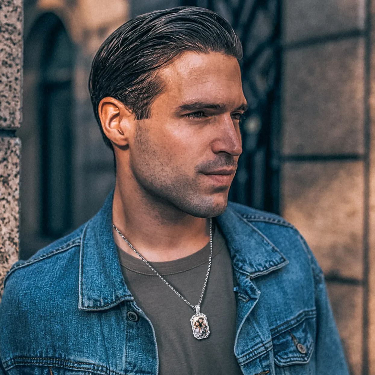 Collier Plaque Militaire Photo pour Homme