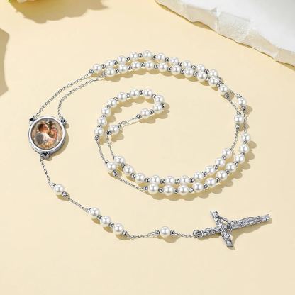 Collier Chapelet Personnalisé avec Croix en Acier Inoxydable Scène