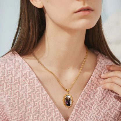 Collier Photo Gravé avec Prénoms - Acier ou Plaqué Or