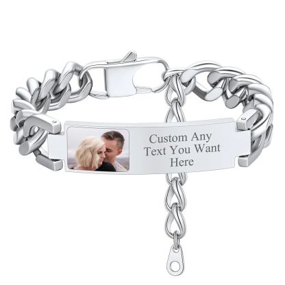 Bracelet Personnalisable en Acier Inoxydable 316L pour Homme Argenté