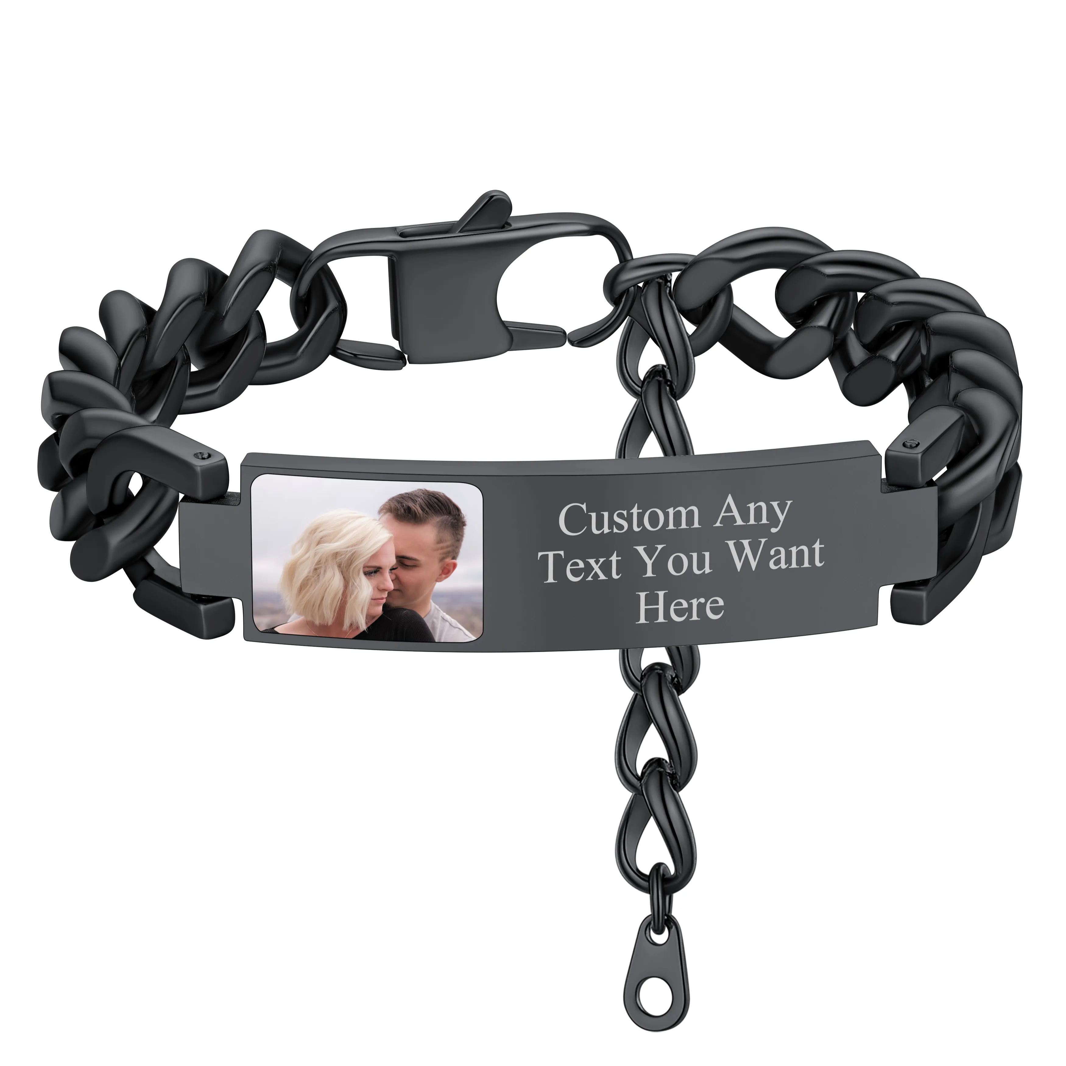 Bracelet Personnalisable en Acier Inoxydable 316L pour Homme Noir
