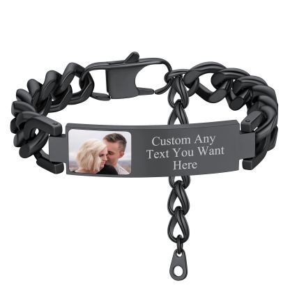 Bracelet Personnalisable en Acier Inoxydable 316L pour Homme Noir