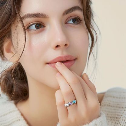 Bague Gravée avec Pierres de Naissance 