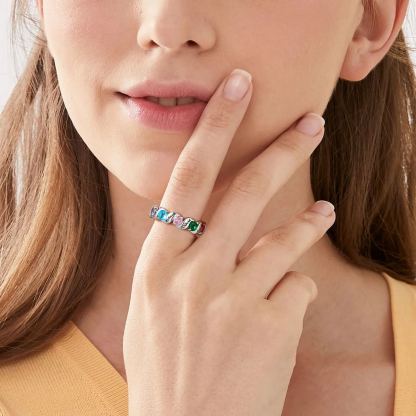 Bague avec Pierres de Naissance et Prénoms en Argent 925