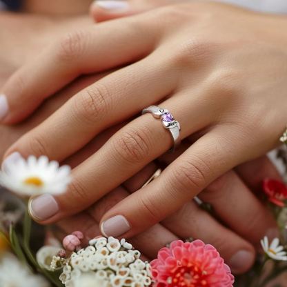 Bague avec Pierres de Naissance et Prénoms 