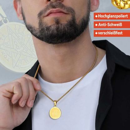 Collier Pentagramme Plaqué avec Pendentif Wiccan Païen Gravé Détail