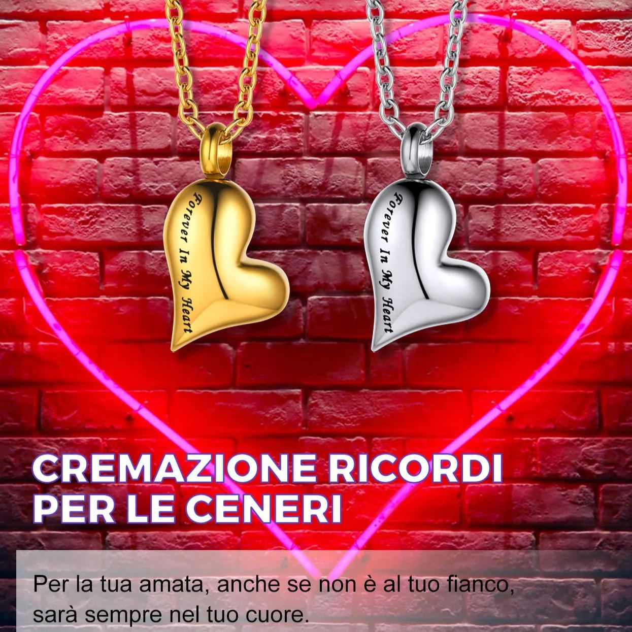 Collier Urne Crémation Personnalisé en Forme de Cœur Gravé pour Cendres pour Femme