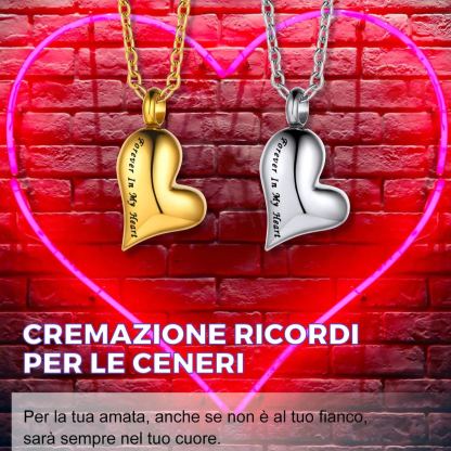 Collier Urne Crémation Personnalisé en Forme de Cœur Gravé pour Cendres pour Femme