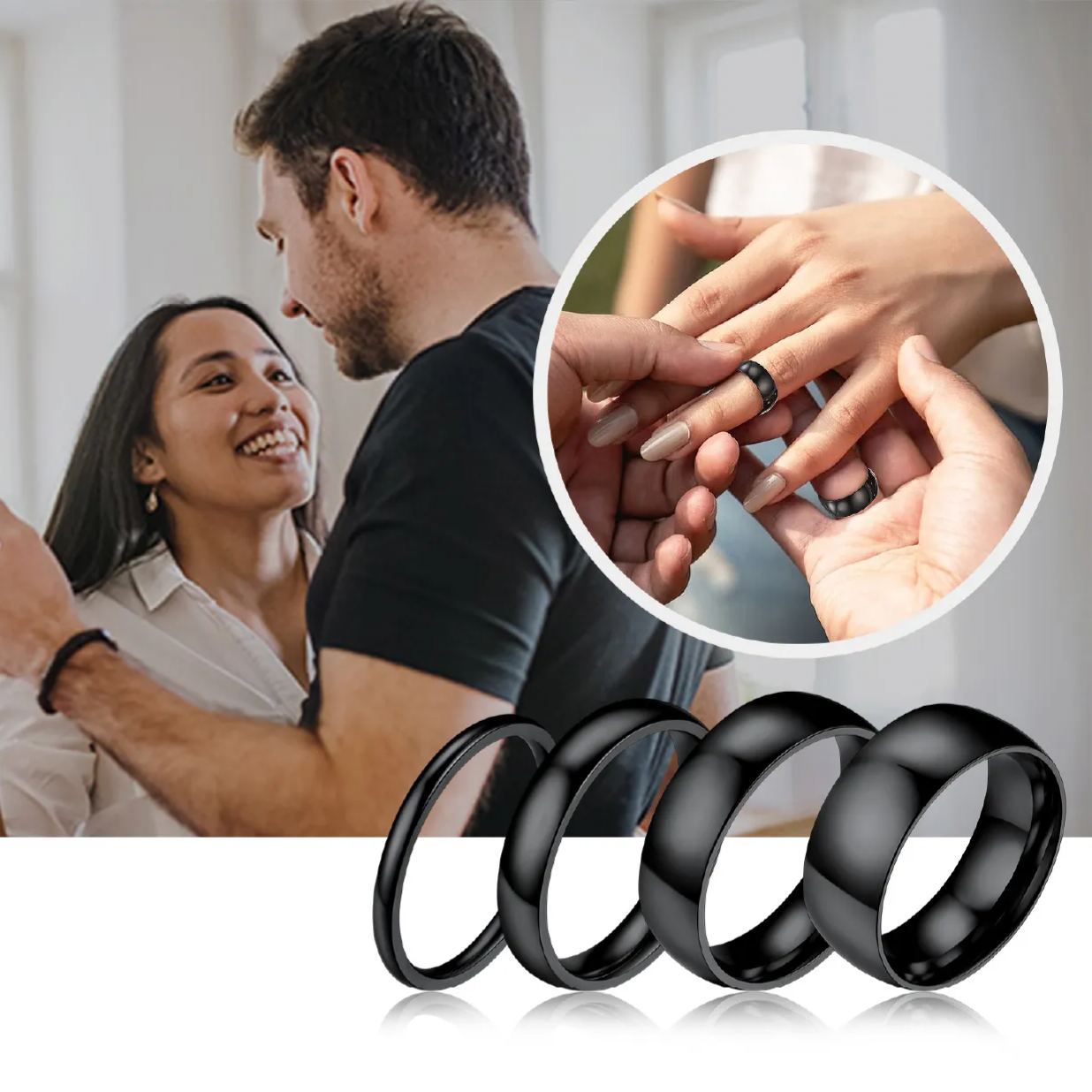 Bague Simple Personnalisée en Acier Inoxydable pour Mariage en 3 Couleurs