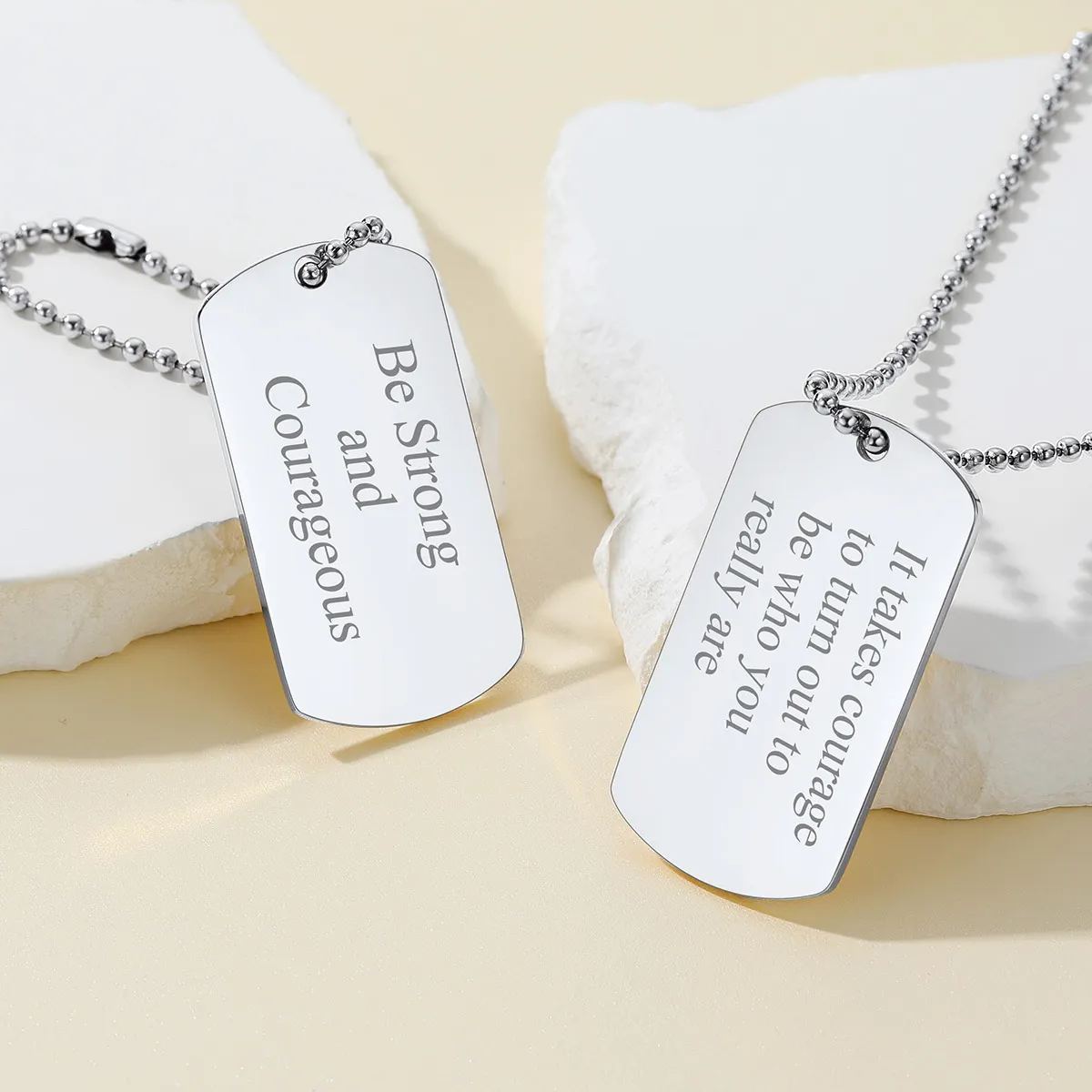 Collier Militaire Personnalisé avec Gravure - Plaque Double pour Homme argente
