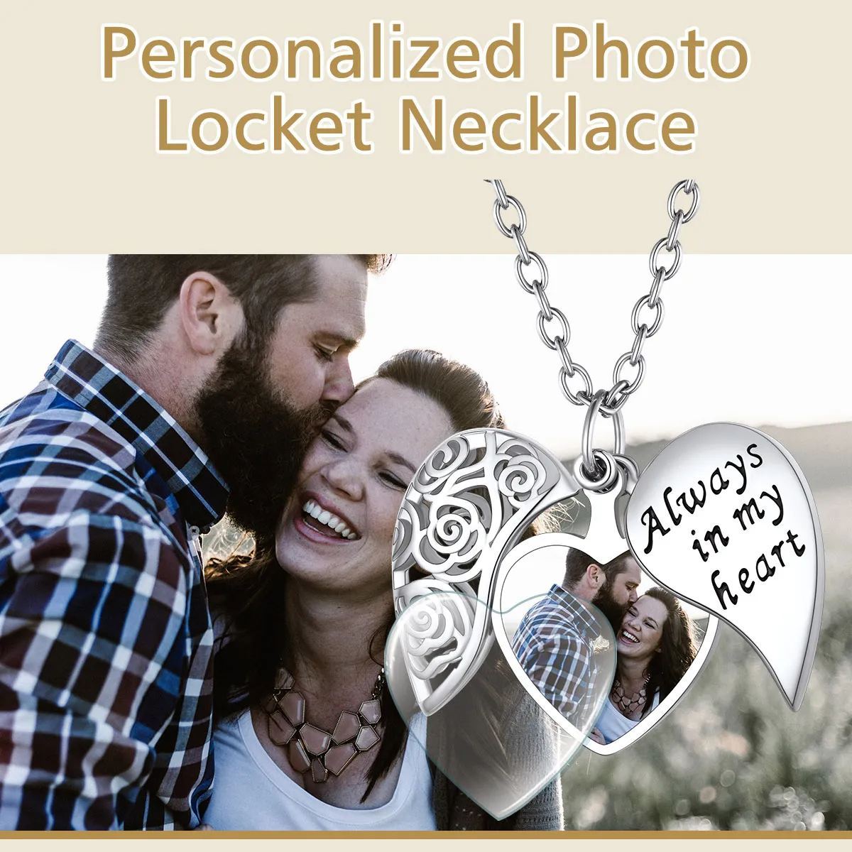 Collier Cœur Personnalisé avec Photo pour Femmes