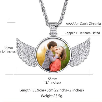 Collier Personnalisé avec Ailes d'Ange et Photo Taille