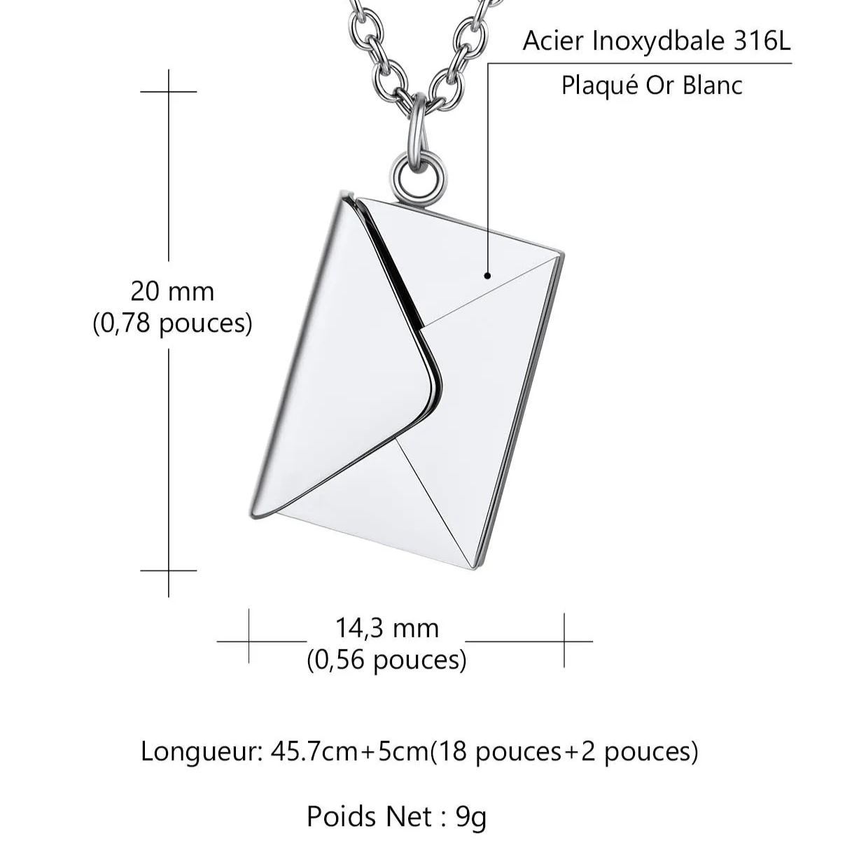 Collier Enveloppe Personnalisé avec Photo pour Amoureux des Animaux Taille