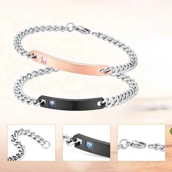 Bracelets Assortis Personnalisés avec Prénoms pour Couples Cadeau