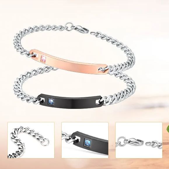 Bracelets Assortis Personnalisés avec Prénoms pour Couples Cadeau