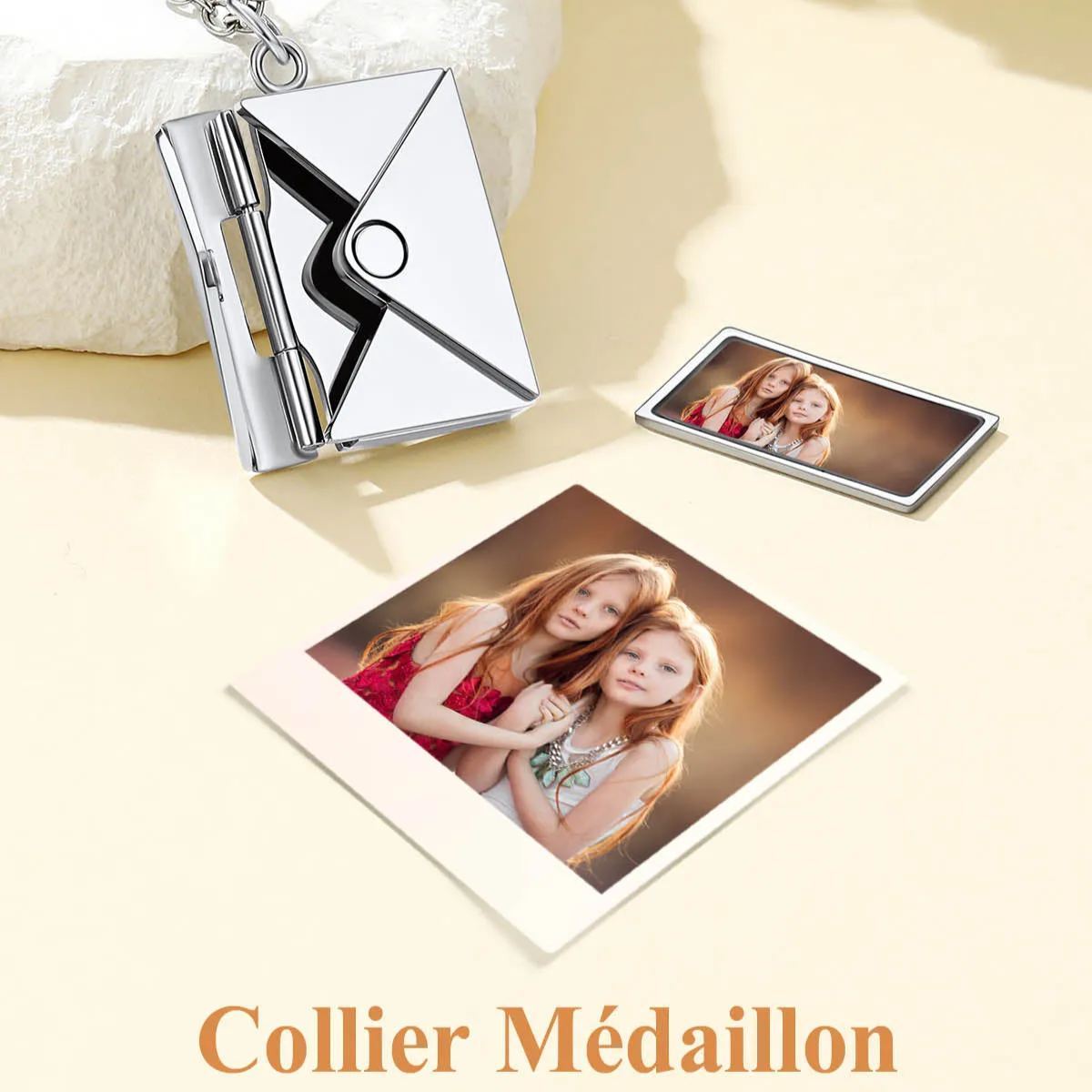 Collier Enveloppe Personnalisé avec Photo pour Amoureux des Animaux Argenté photo