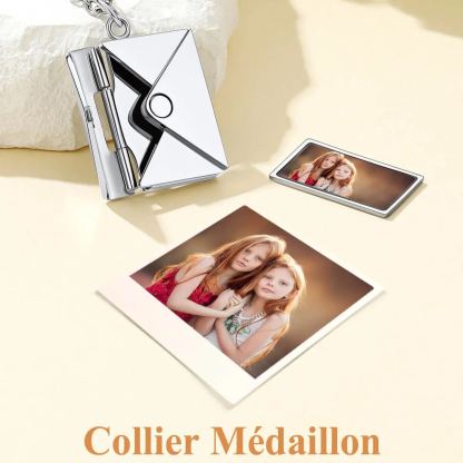 Collier Enveloppe Personnalisé avec Photo pour Amoureux des Animaux Argenté photo