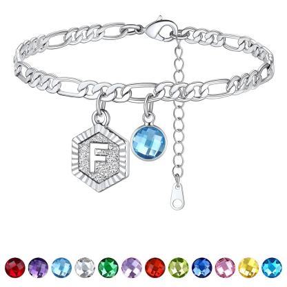 Bracelet de Cheville Initiale Personnalisé avec Pierre de Naissance