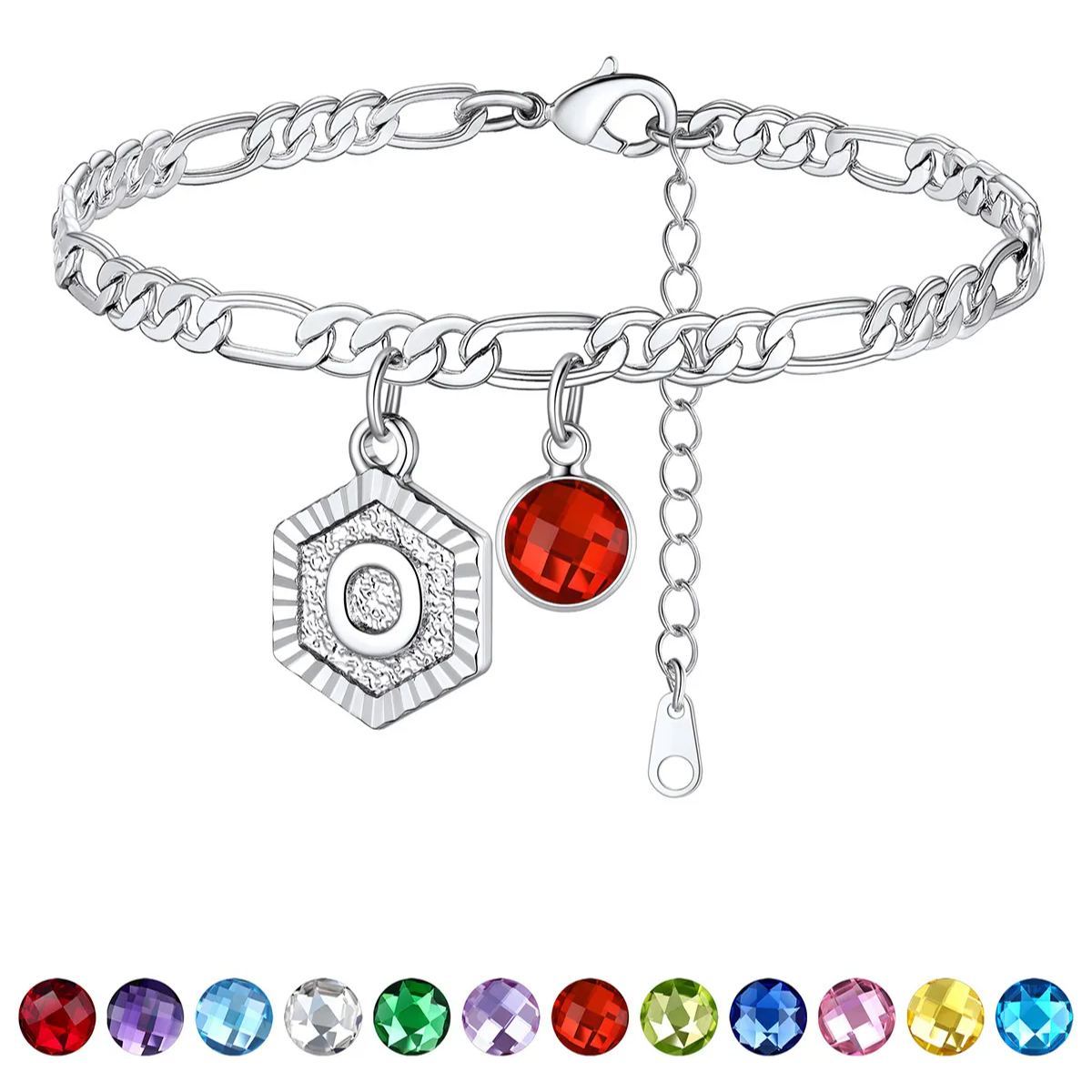 Bracelet de Cheville Initiale Personnalisé avec Pierre de Naissance