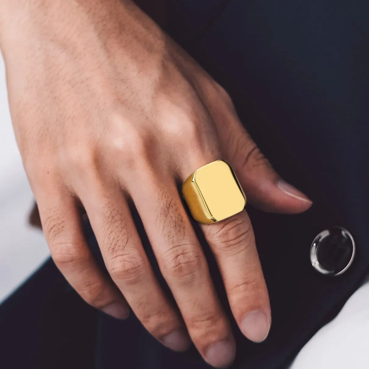 Bague Chevalière Homme Personnalisable en Acier Inoxydable