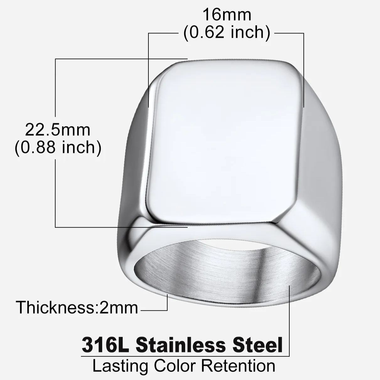 Bague Chevalière Homme Personnalisable en Acier Inoxydable Taille