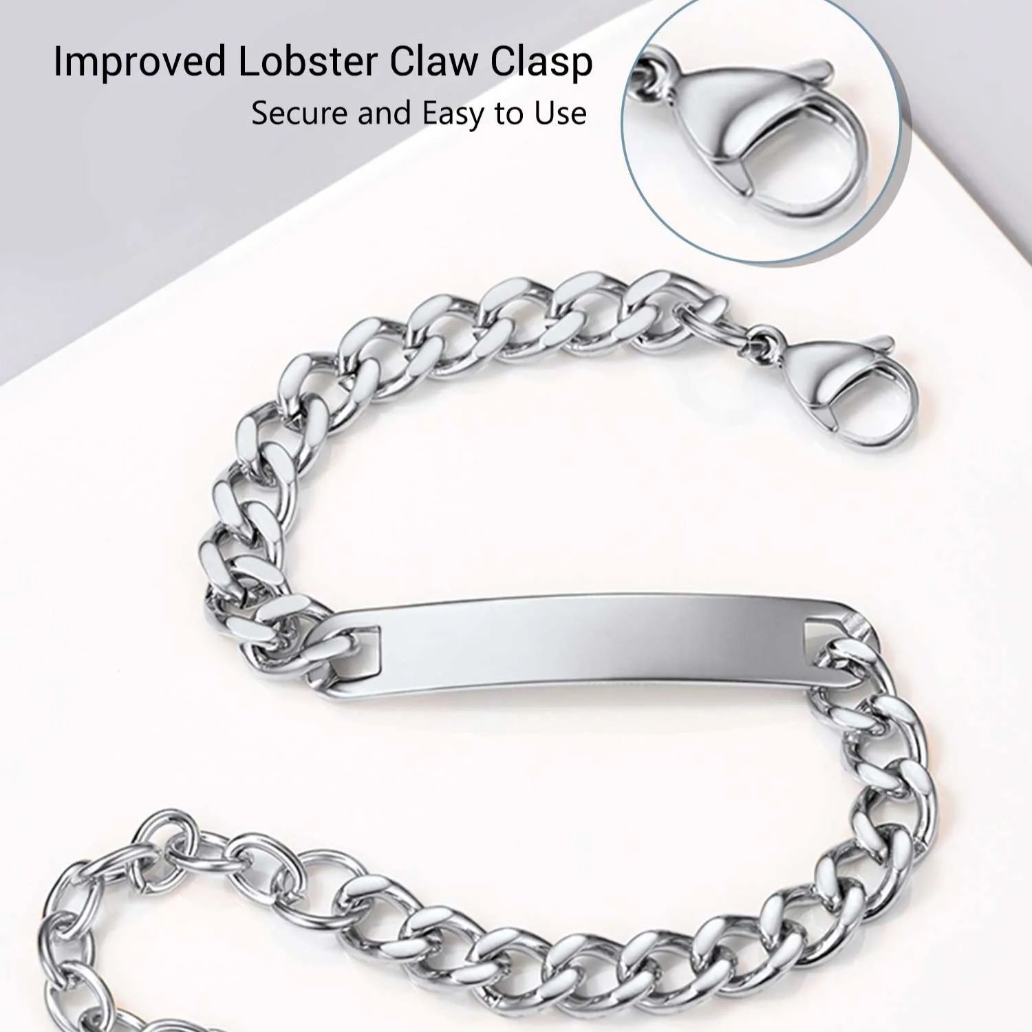 Bracelet Personnalisé en Acier Inoxydable Maille Cubaine Detail