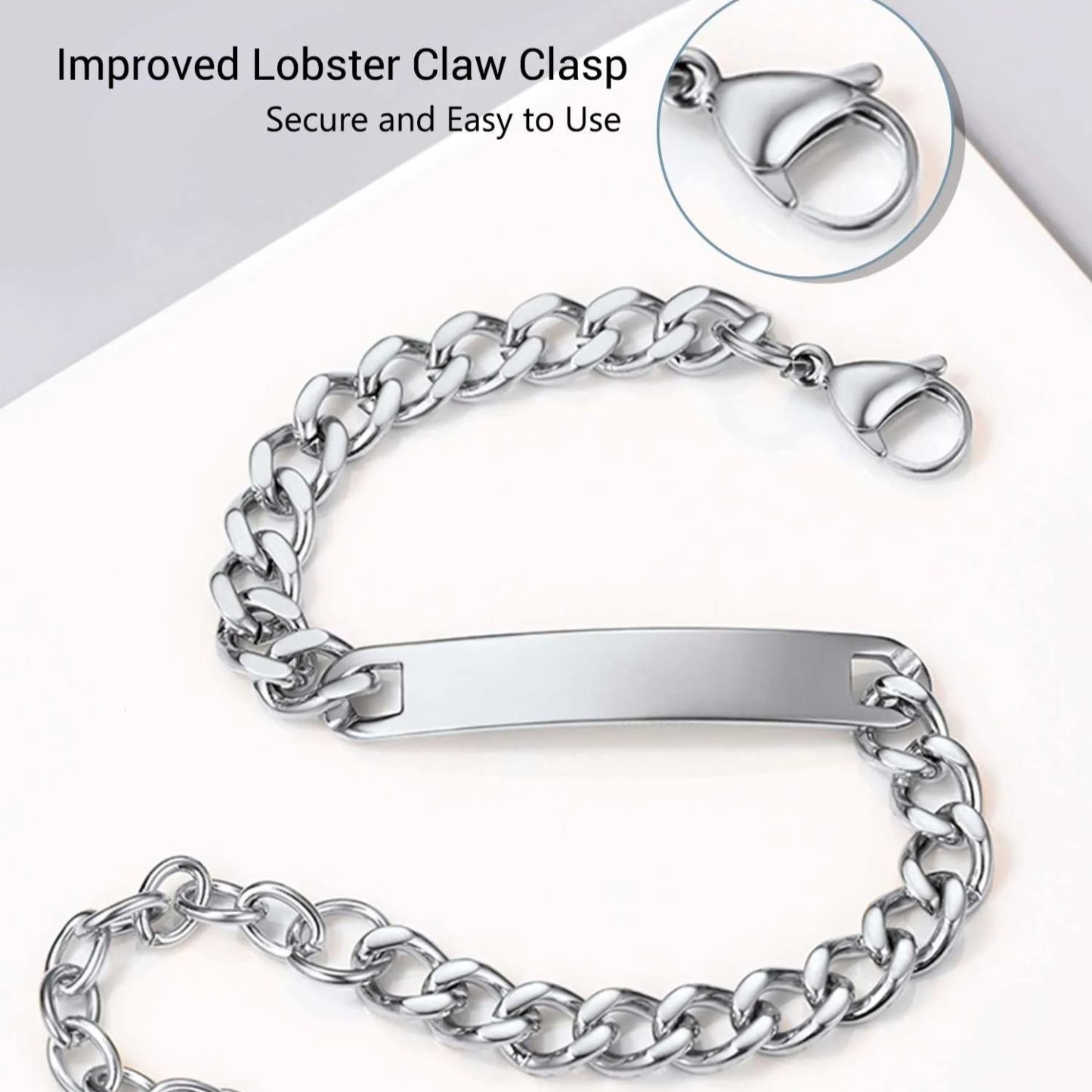 Bracelet Personnalisé en Acier Inoxydable Maille Cubaine Detail