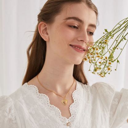 Collier photo Médaillon Cœur pour maman 