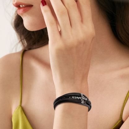 Bracelet en Cuir avec Croix pour Femme
