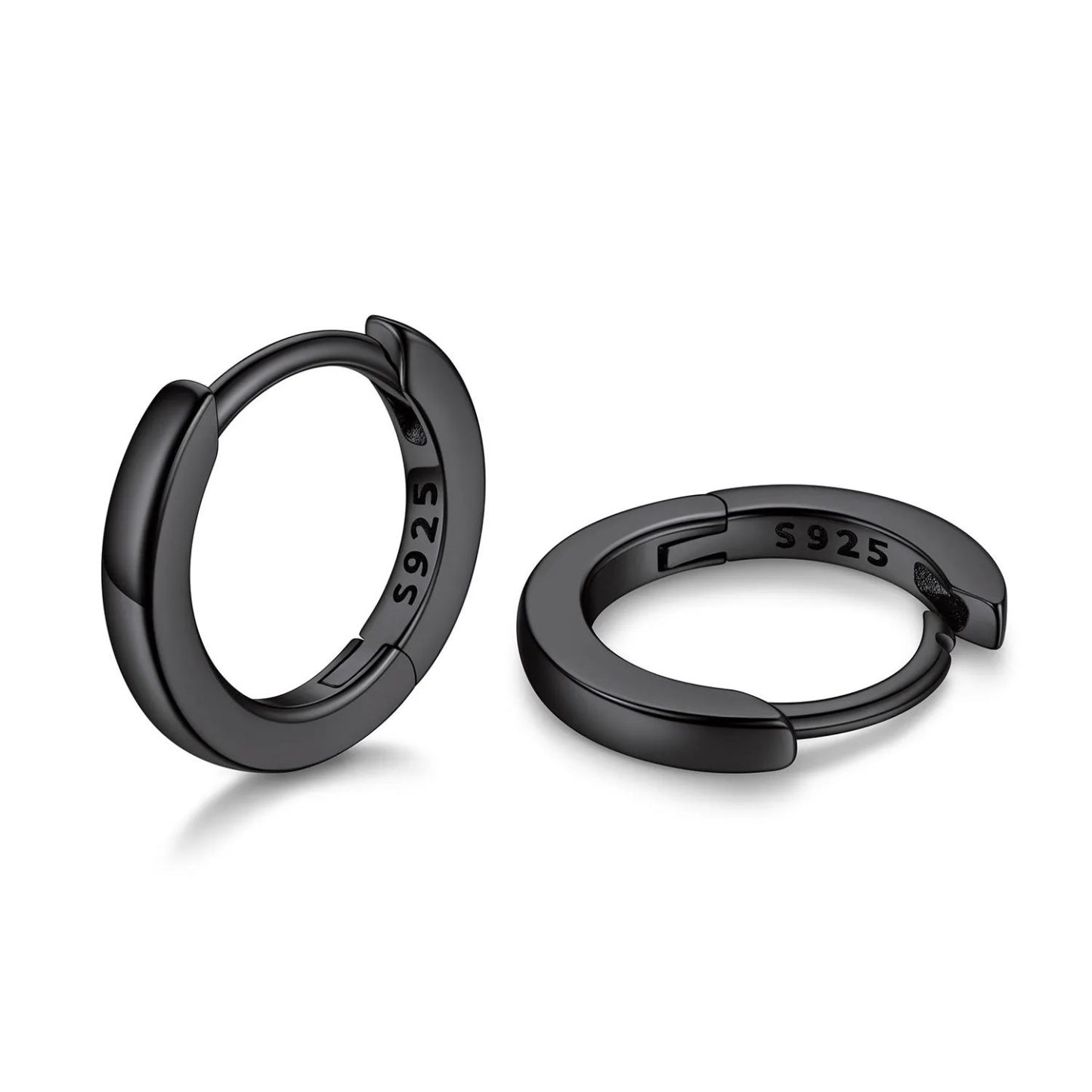 Créoles Huggie en Argent 925 Noir pour Homme