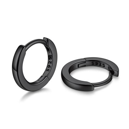 Créoles Huggie en Argent 925 Noir pour Homme