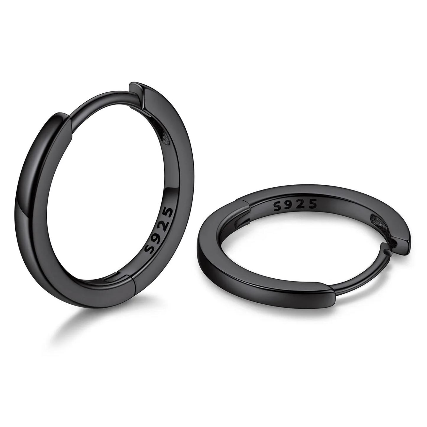 Créoles Huggie en Argent 925 Noir 12mm