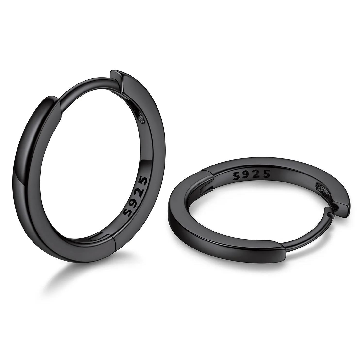 Créoles Huggie en Argent 925 Noir 12mm