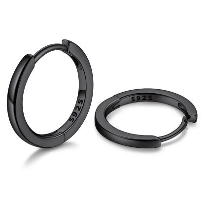 Créoles Huggie en Argent 925 Noir 12mm