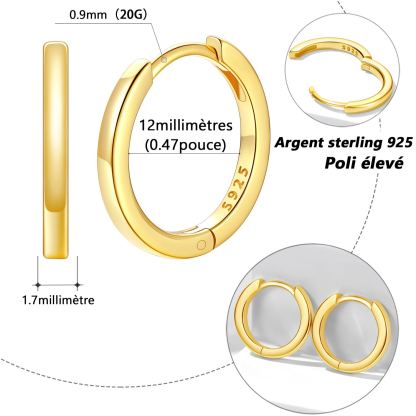 Créoles Huggie en Argent 925 Taille