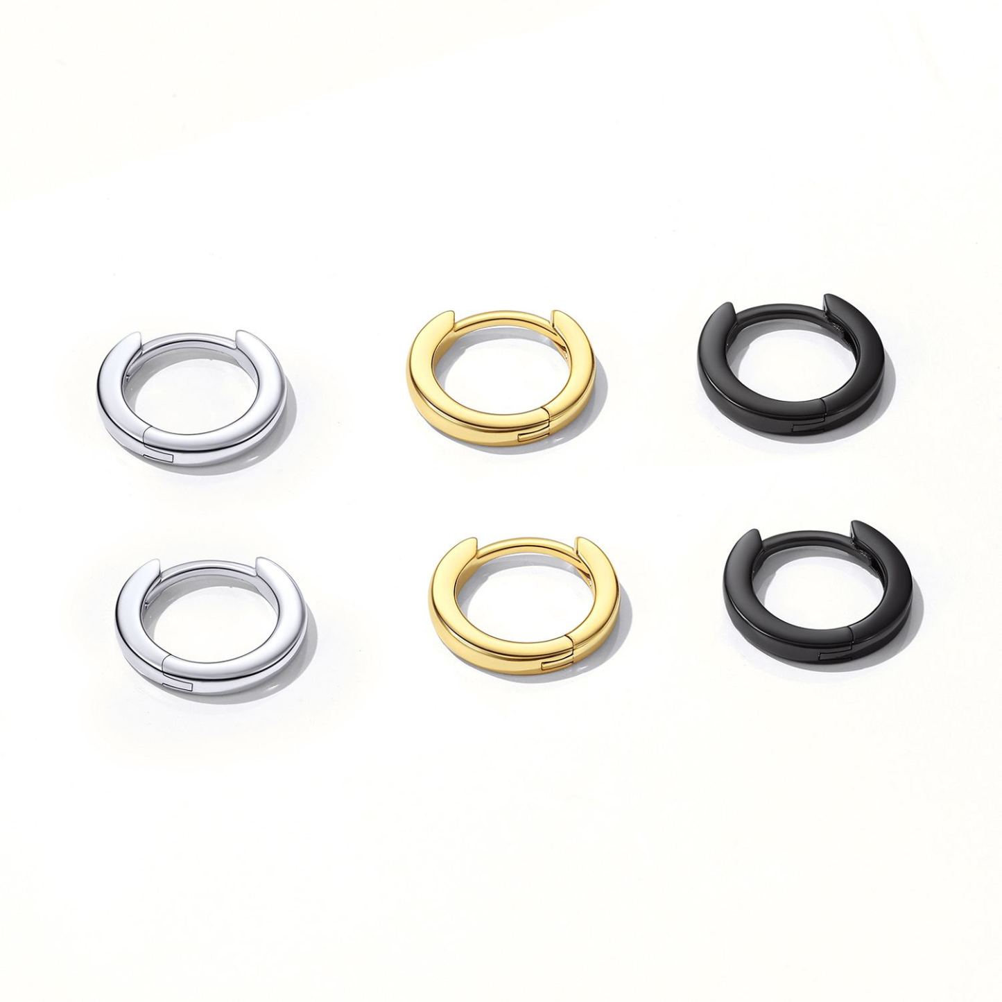 Créoles Huggie en Argent 925 avec 3 Couleurs