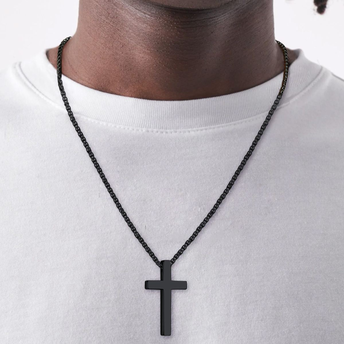 Collier Croix Personnalisé en Acier pour Homme 
