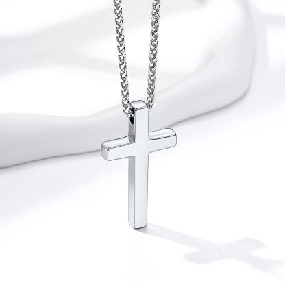 Collier Croix Personnalisé en Acier Argenté