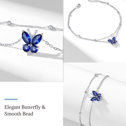 Bracelet de Cheville Papillon avec Pierre de Naissance en S925