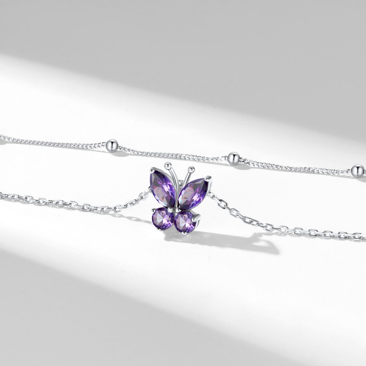 Bracelet de Cheville Papillon avec Pierre de Naissance pour femme