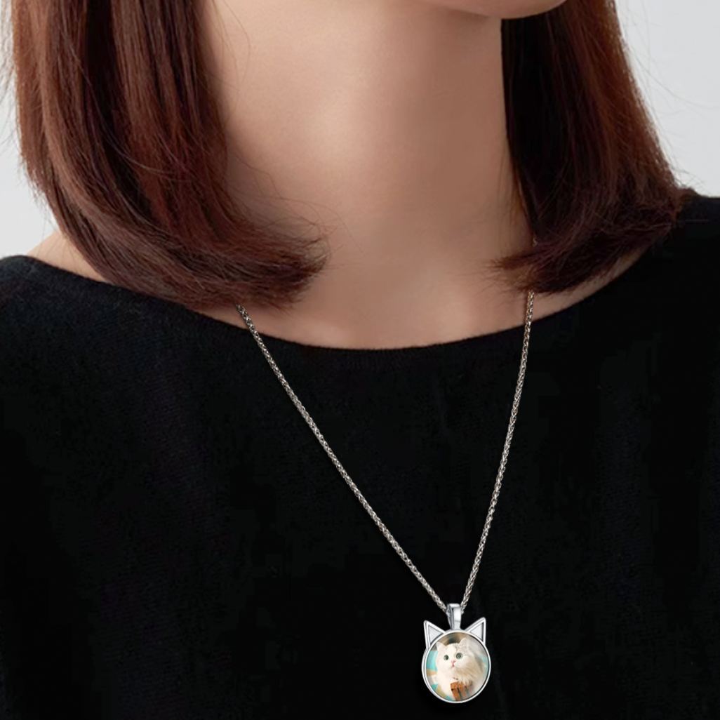 Collier Photo Chat Personnalisé Souvenir